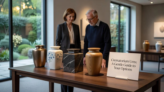 Professional header image for educational tutorial: Crematorium Urns: A Gentle Guide to Your Options