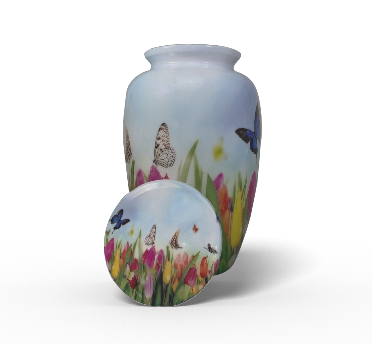 A beautiful butterfly cremation urn for ashes